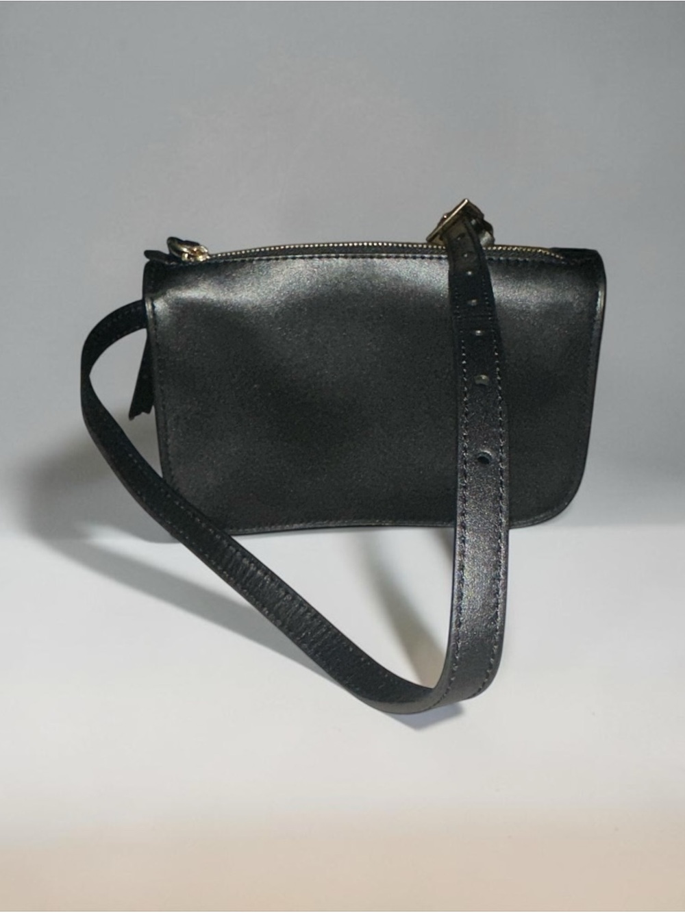 Quince Belt Bag Crossbody Black 100% Italian Nappa Leather Gold-Tone Hardware